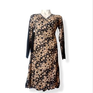 ANAC DESIGNED BY KIMI Mixed Media Black & Brown Wrap Dress size M NWT